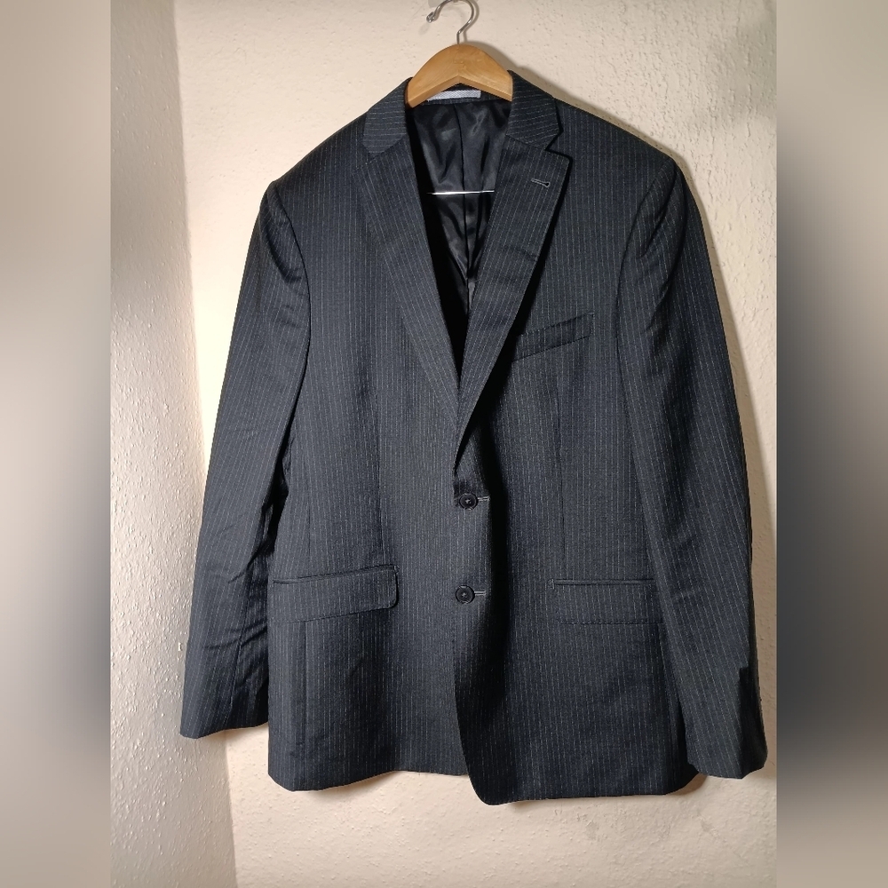 Elegant Charcoal Pinstripe Men's Blazer